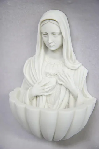 Vista 4 de Vittoria Collection 5 1/4" Fuente de agua bendita virgen maría virgen religiosa escultura católica colgante de pared estatua hecha en Italia