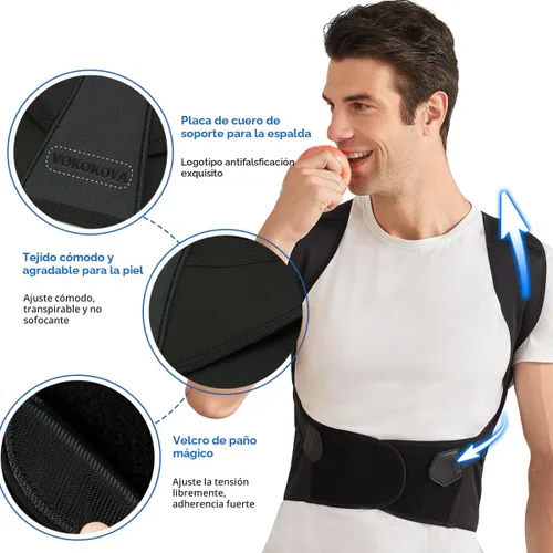 Vista 5 de VOKOKOYA Corrector de postura para mujeres y hombres, enderezador de hombro ajustable, soporte de espalda, escoliosis de la columna superior