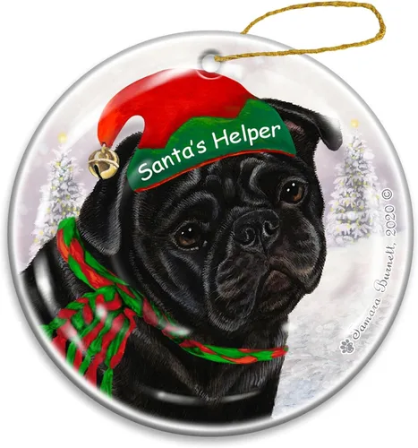 Vista 2 de Pug Fawn - Santa's Helper Ornament