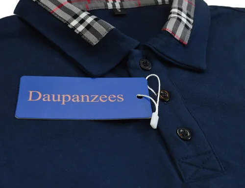 Vista 3 de Daupanzees Polo clásico de manga corta y cuello a cuadros para hombre