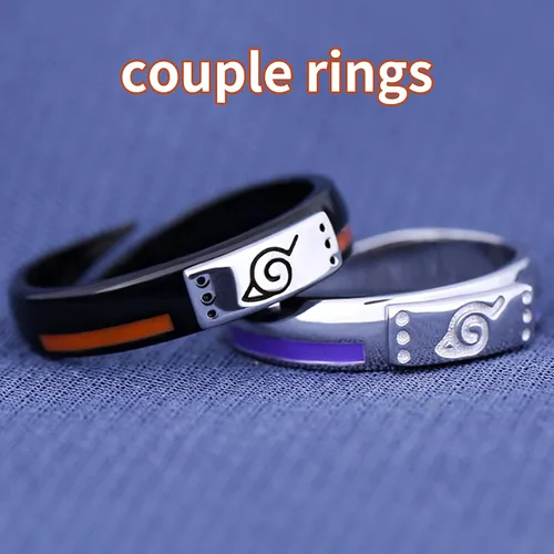 Vista 4 de TWINKANIME Narut Akatsuk Anillos de anime para hombres y mujeres, regalos de joyería de moda, estilo cosplay, ajustable, plata de ley S925, Uzumaki