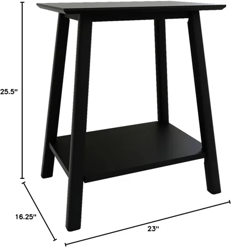Vista 2 de Plank+Beam Mesa auxiliar de madera con almacenamiento, mesas auxiliares modernas de mediados de siglo para sala de estar, mesita de noche pequeña
