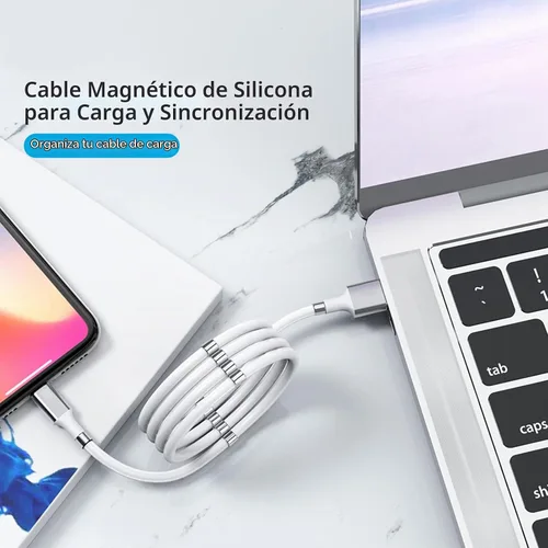 Vista 5 de Cable de carga magnético, (3 pies) de carga súper organizada de absorción magnética Nano cable de datos para Galaxy S21/S20 Ultra S10 S10E S9 Note