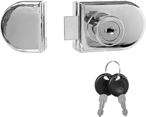 Vista 10 de Cerradura de gabinete de joyería de aleación de zinc, cerradura de puerta de vidrio, puerta individual, 2 llaves para vidrio de 0.21-0.31 pulgadas