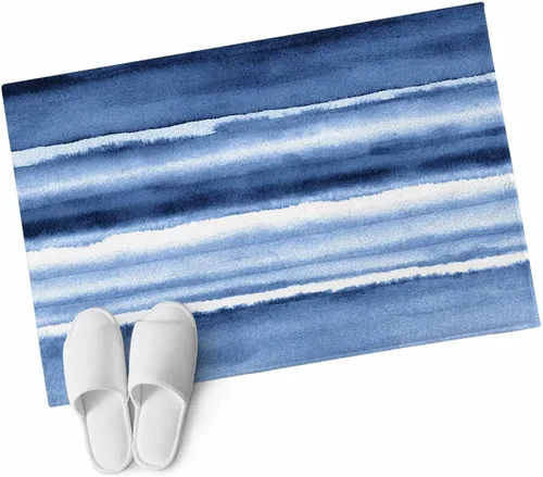 Vista 9 de 2x3 Area Rugs, Blue Stripes Non Slip Area Rugs for Living Room, Bedroom, Barhroom, Entryway, Watercolor Retro Ombre Abstract Tie Dye Art Soft
