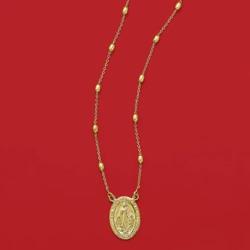 Vista 8 de Ross-Simons Italian 18kt Gold Over Sterling Miraculous Medal Beaded Station Necklace