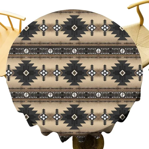 Vista 70 de Mantel azteca suroeste, diseño étnico tribal geométrico, estilo vintage, bohemio, elegante, lavable, para comedor, cocina, granja, fiesta