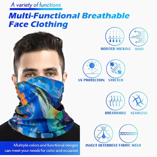 Vista 4 de Bufanda transpirable para el cuello, máscara facial para hombres y mujeres, senderismo, ciclismo, deportes, pesca, protección solar UV bandana