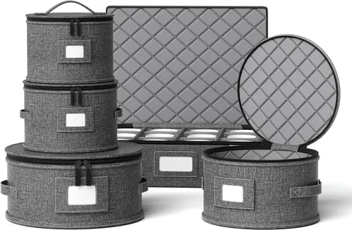 Vista 10 de YearningHome Caja de almacenamiento de cubiertos, organizador de cubiertos de carcasa dura con tapa y cremallera, almacenamiento de utensilios