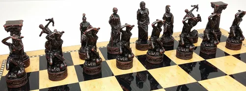 Vista 5 de Mitología griega Dioses pintado a mano juego de ajedrez W/17" Gloss Junta de almacenamiento