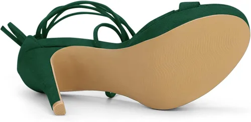 Vista 5 de Allegra K Sandalias de tacón de aguja con cordones para mujer