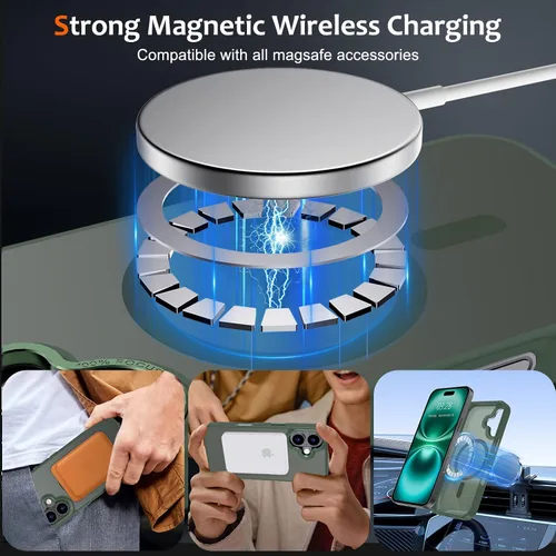 Vista 671 de Anuck - Funda magnética para iPhone 11 compatible con MagSafe, carcasa trasera mate translúcida dura, borde de TPU, delgada, resistente a impactos