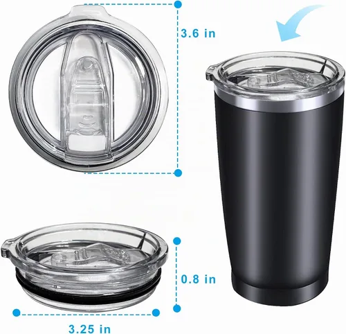 Vista 2 de Tapas de repuesto para vaso de 20 onzas, a prueba de derrames, resistentes a salpicaduras, para boca de taza de 3.25 pulgadas, compatibles con vasos