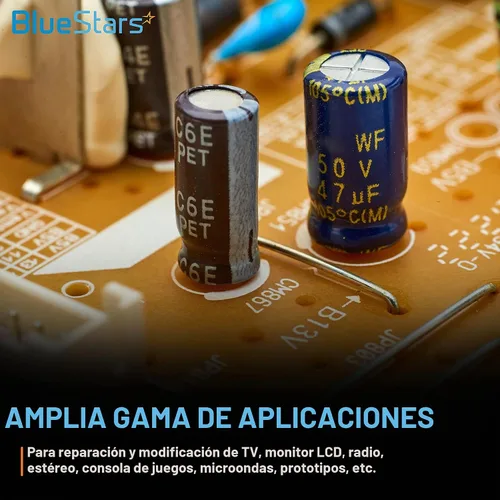 Vista 5 de BlueStars, variedad de condensadores electrolíticos de aluminio, 20 valores, 320 unidades, rango 1uF－2200uF