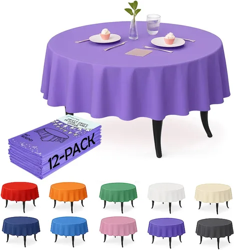 Vista 13 de Paquete de 12 manteles de plástico negro – Cubiertas de mesa desechables de 54 x 108 pulgadas para mesas rectangulares, resistentes y resistentes al