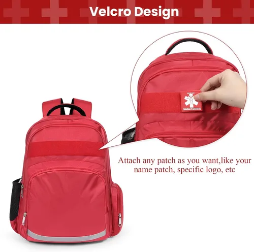 Vista 5 de Gatycallaty Mochila de primeros auxilios Emt Bolsa de primeros auxilios Vacía Ems Emergencia Salud en el Hogar Senderismo Trauma Viajes Camping Rojo
