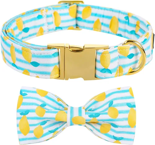 Vista 14 de Maca Bates - Collar de perro azul a cuadros con corbatín marinero con estampado de cuadrícula para cachorros, collar de cuadros ajustable, duradero