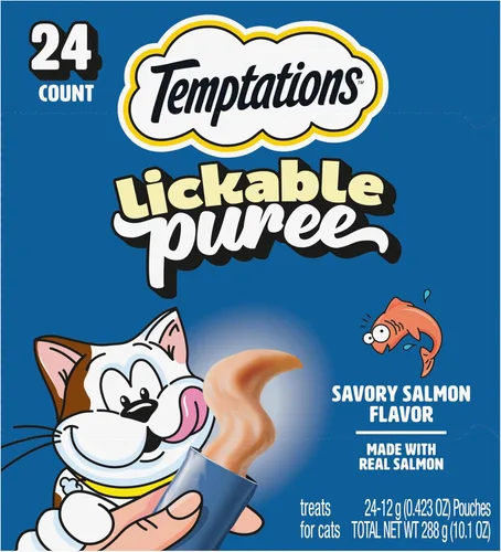 Vista 32 de Temptations Creamy Puree Golosinas Húmedas Exprimibles Lamibles para Gatos con Hígado de Res, Tubos de 0.42 oz., 4 Unidades, Paquete de 11 (44 Total)