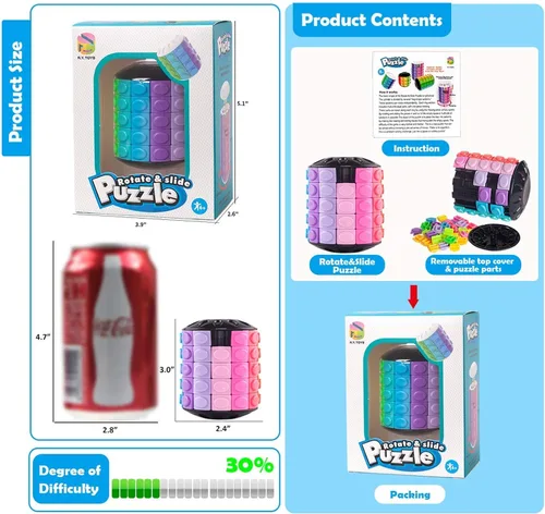 Vista 6 de R.Y.TOYS Juguete para ansiedad, rompecabezas de cubo mágico, rompecabezas de cerebro para adultos, juego de mano inquieto de lógica giratoria