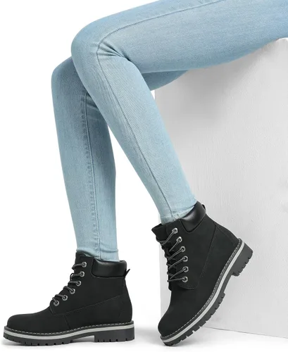 Vista 7 de Bruno Marc Botas de nieve de invierno para mujer, botines con forro de piel sintética, botas cortas de trabajo cómodas para mujer al aire libre 2.0
