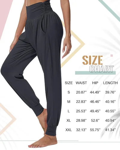 Vista 6 de Ficerd Paquete de 3 pantalones de descanso para mujer, cómodos pantalones deportivos de yoga con bolsillos de cintura alta, pantalones deportivos