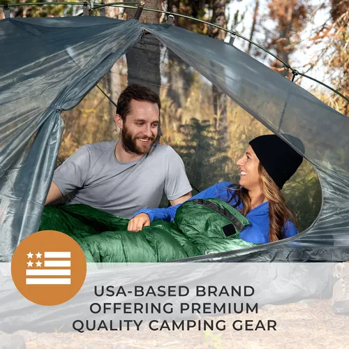 Vista 8 de Hyke & Byke Katahdin 32 F - Saco de dormir para senderismo y mochilero – 4 estaciones, 625FP ultraligero – Resistente al agua – Gris carbón – Corto