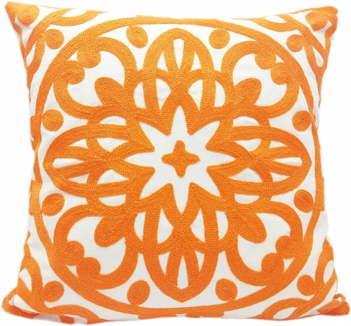 Vista 27 de Alysheer Funda de almohada decorativa bordada de 18 x 18 pulgadas, acogedora y fresca funda de cojín bohemia con diseño de mandala chic de punto