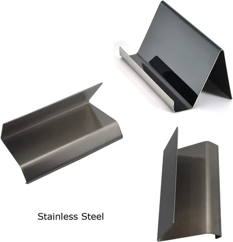 Vista 4 de Enyuwlcm Tarjetero de escritorio de metal para escritorio, soporte de tarjetas de visita de acero inoxidable para hombres, oficina, negro, paquete