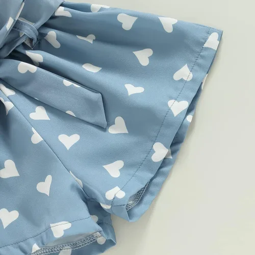 Vista 7 de Conjunto de 2 piezas de ropa con volantes y cuello halter floral para niños pequeños