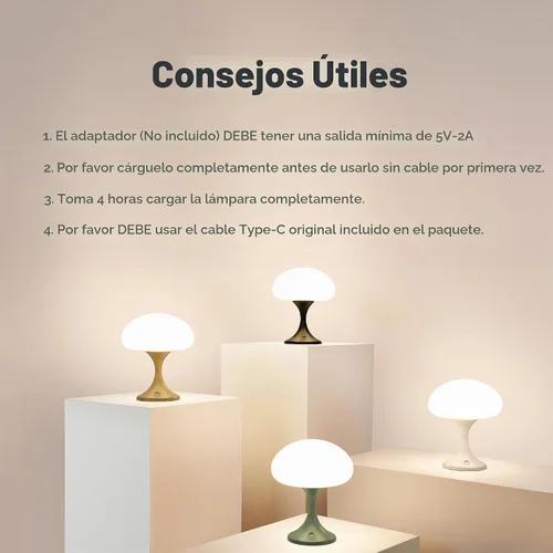 Vista 7 de MAGCHARM Lámpara de mesa recargable LED de 5 W con pantalla de cristal, pequeña luz táctil retro regulable con 3 temperaturas de color, luz estética