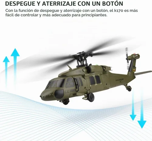 Vista 7 de WL K170 BK Hawk Helicóptero RC, 2.4G 4CH Flybarless 6-Axis Giroscopio Altitude Hovering RC Helicóptero militar con soporte de exhibición