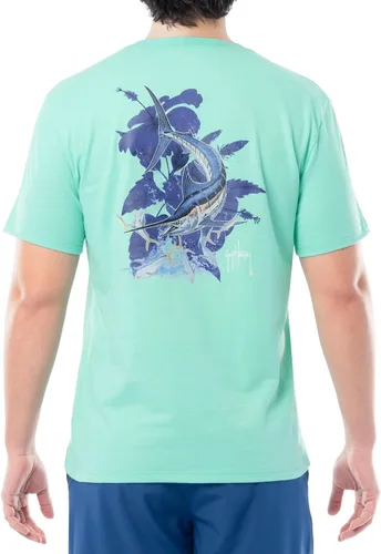 Vista 43 de Guy Harvey Camiseta de manga corta con bolsillo gráfico de algodón OG para hombre Leche de Almendra/Rig Masters