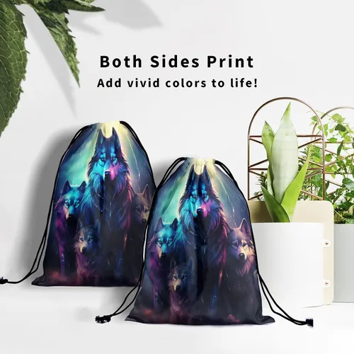 Vista 203 de Bolsa de agarre de gimnasia de piel de animal, bolsa de gimnasia con cordón ajustable, bolsa de cuerda para fauna silvestre, Mariposas Galaxy