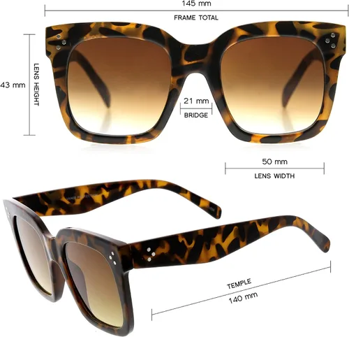 Vista 66 de zeroUV - Gafas de sol cuadradas retro de moda de gran tamaño para mujer estilo vintage 1.969 pulgadas
