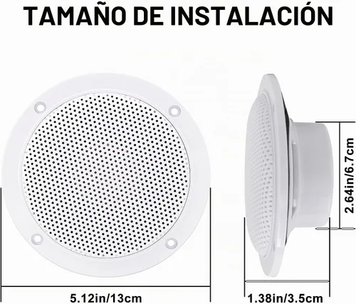 Vista 5 de Herdio Altavoces de techo Bluetooth marinos impermeables de 4 pulgadas para baño, cocina, hogar, al aire libre, cámper, carrito de golf, barco