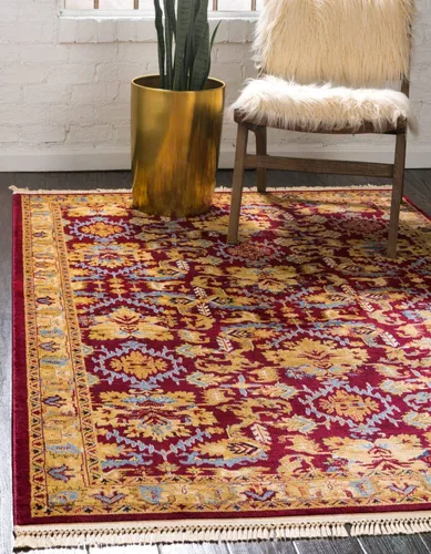Vista 10 de Unique Loom District Collection - Alfombra geométrica de granja, rústica, con bordes, (4 pies x 6 pies, rectangular, azul/beige)