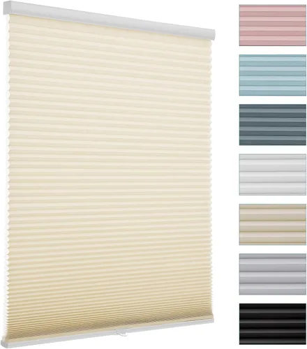 Vista 24 de MYshade Persianas celulares de tamaño personalizado, persianas opacas sin cordones para dormitorio, baño, sala de estar, control de luz, persianas