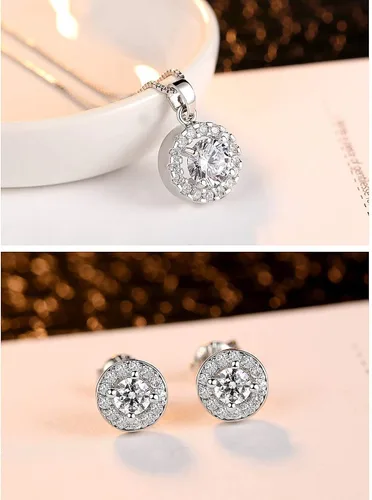 Vista 4 de YooAi Juego de joyas con dije de corazón y aretes para mujer