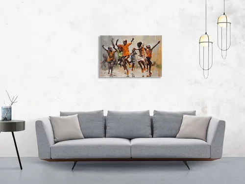 Vista 3 de Turaranusy Póster de arte negro para niños africanos, lienzo para pared, niños bajo la lluvia, para decoración de sala de estar, dormitorio