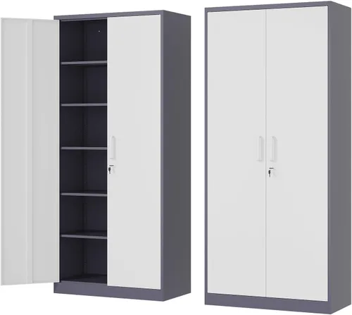 Vista 16 de Fesbos Armario de almacenamiento de metal, archivadores de acero de 36 pulgadas de alto con puertas con cerradura y estantes ajustables, gabinete