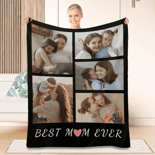 Vista 15 de Manta personalizada para el mejor papá, regalos personalizados para hombres, mantas personalizadas con fotos, texto para papá, marido, familia