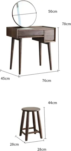 Vista 2 de HIHELO Tocadores de madera para maquillaje, mesa de maquillaje simple y pequeña, estructura de almacenamiento de tocador, delicada tocador