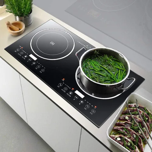 Vista 8 de Cocina de inducción eléctrica – Portátil de 2200 W, 8 niveles de cocina eléctrica de inducción dual para encimera, quemador doble apto para hierro