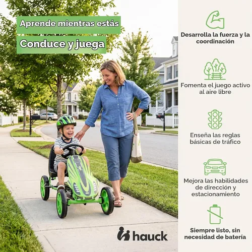 Vista 4 de hauck Speedster Pedal Go Kart para niños de 4 a 8 años, color verde
