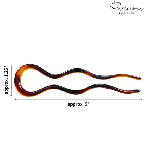 Vista 2 de Parcelona Francés Extra Grande 5 Pulgadas Tortuga Shell Ondulado Crink U En Forma De Horquilla De Pelo 2 Piezas Cellulose Acetate, Styling Hair