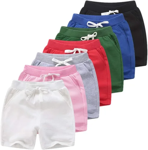 Vista 3 de DCUTERQ - Pantalones cortos deportivos de algodón sólido para niños y niñas