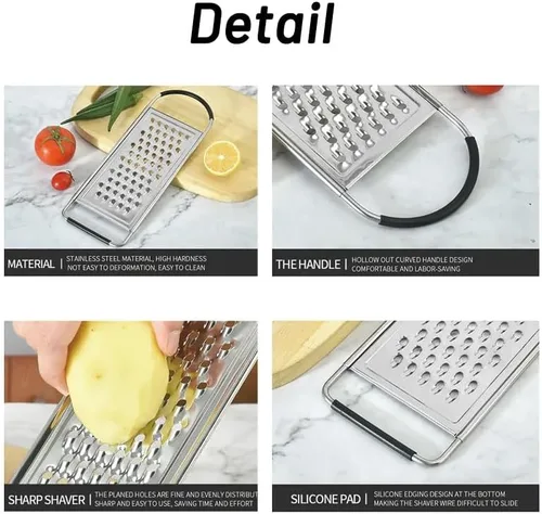 Vista 2 de 1 paquete de rallador profesional de queso, ralladores planos de mano de acero inoxidable grueso para cocina, rallador de alimentos con mango