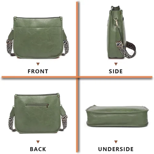 Vista 5 de Vegan Leather Crossbody Bags for Women, Crossbody Purse with Guitar Strap Zipped Pockets Handbag Shoulder Bag