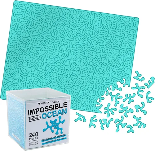 Vista 2 de Gemturt Impossible - Rompecabezas único – Acrílico transparente de 240 piezas con forma no repetida – Rompecabezas difícil para adultos