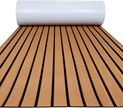 Vista 17 de FOCEAN Boat Flooring EVA Foam Boat Decking Faux Teak Marine Flooring Marine Mat Sheet for Motorboat Jon Boats Bass Boat RV Kayak, 94.5"x